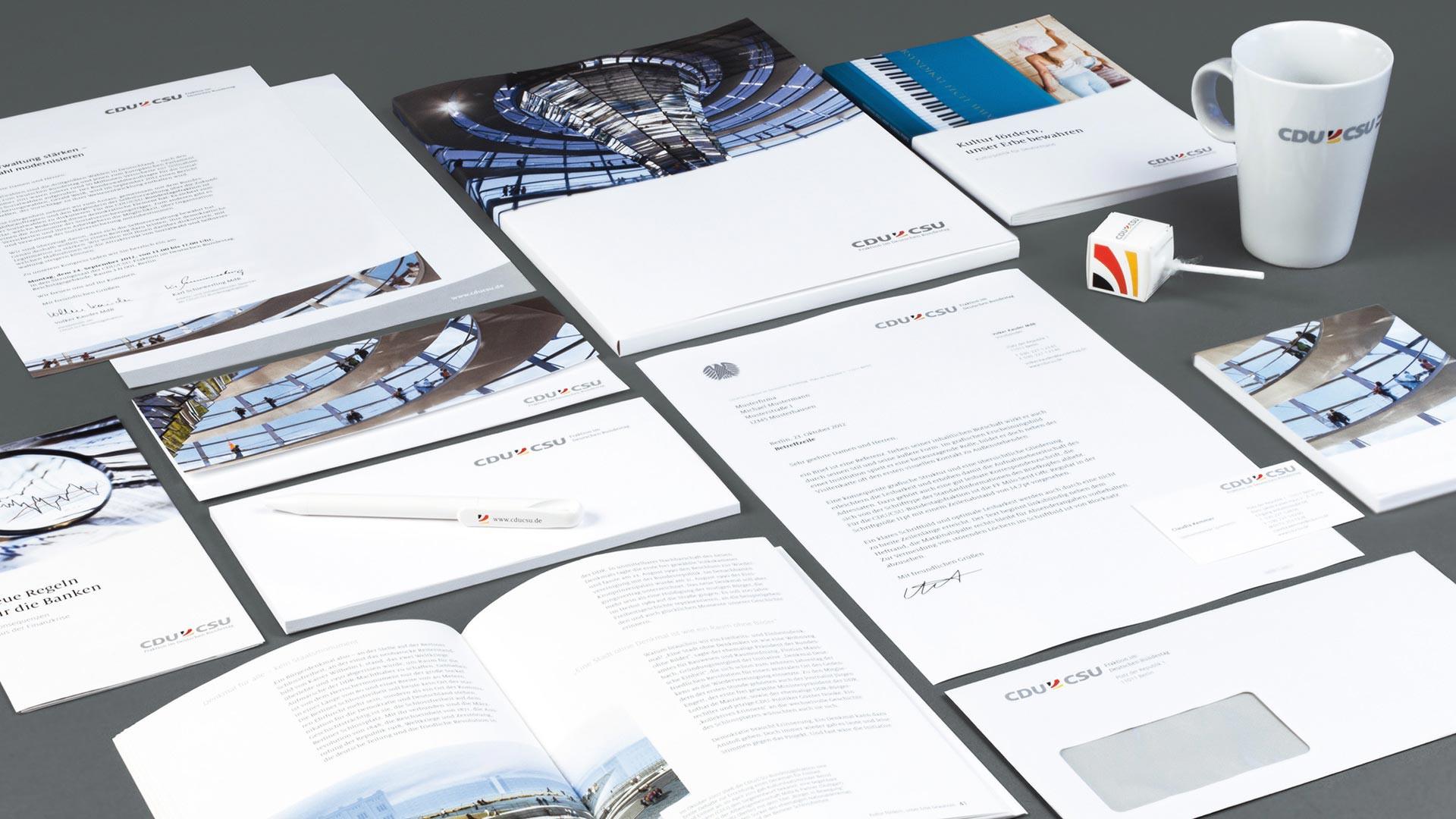 Drucksachen im neuen Corporate Design der CDU/CSU Bundestagsfraktion